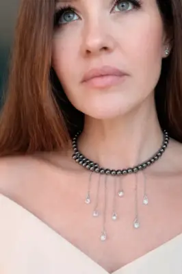 Noční rosa – choker z hematitu a chirurgické oceli