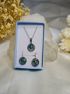 Set náušnic a přívěsku s Apatitem a křišťálem