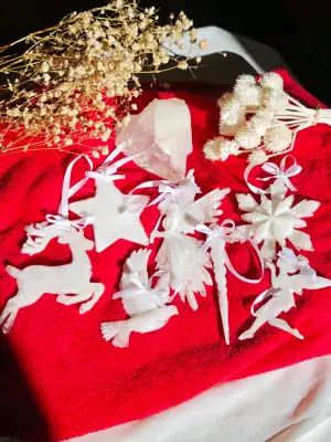 Vánoční sada ozdob s křišťálem - bílá